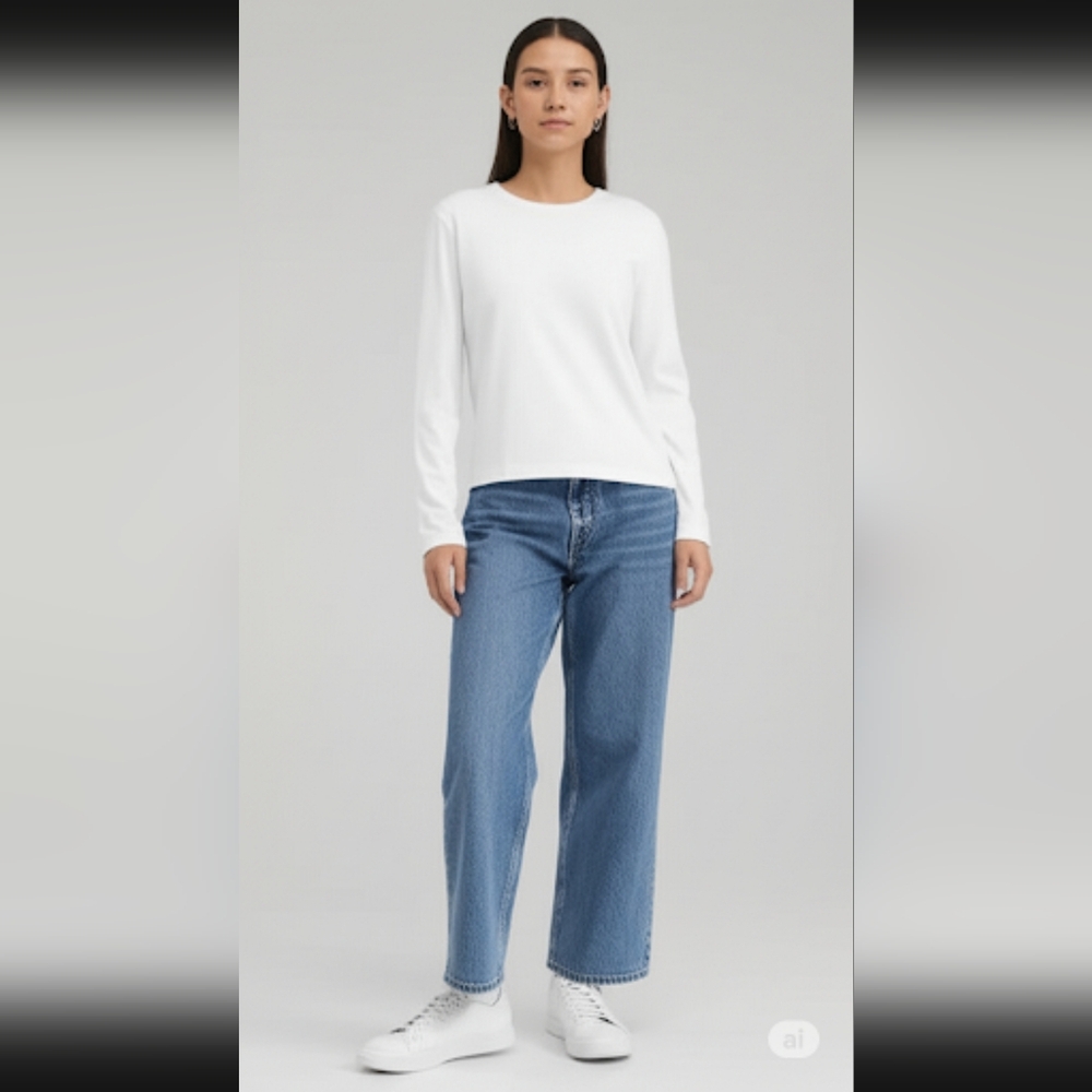 H&M Classic White Long Sleeve Top